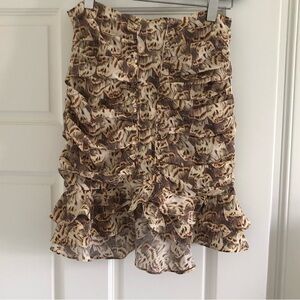 ✨NWT✨ Isabel Marant Milendi Gathered Silk Organza Skirt Graphic Print Beige 36